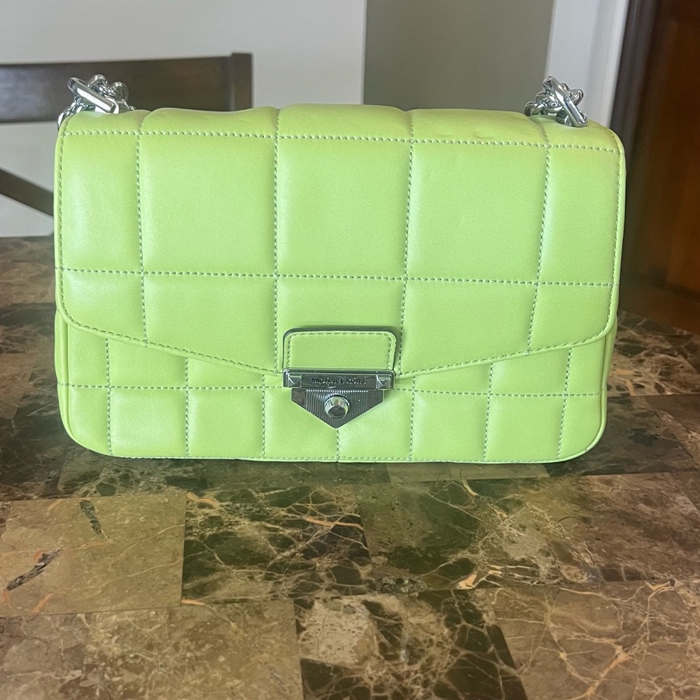 Soft leather quilted shoulder bag